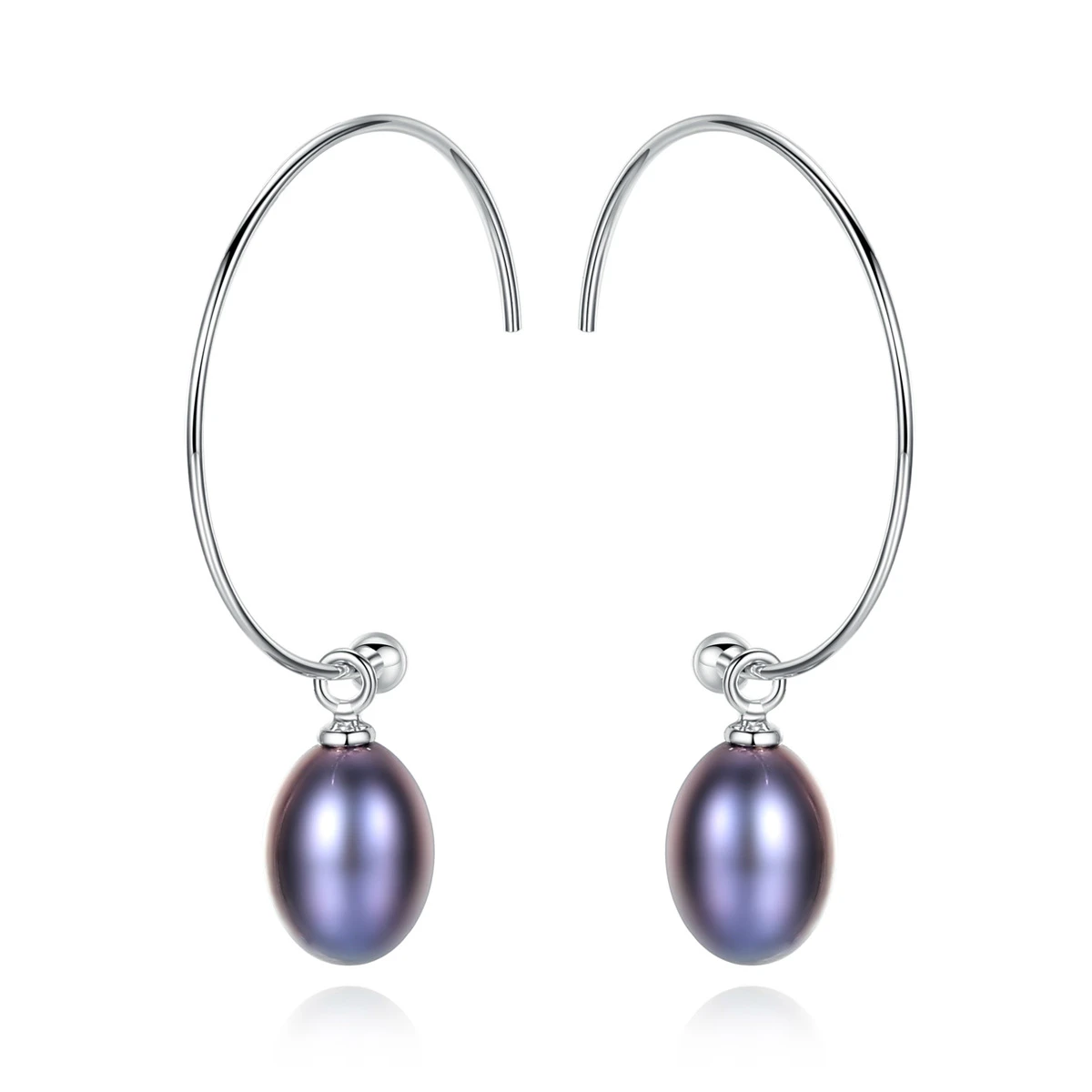 

Romad New Fashion Big Half Circle Earwire Bohemian 925 Sterling Silver Earrings For Women Fine Freshwater Pearl Patty Gifts