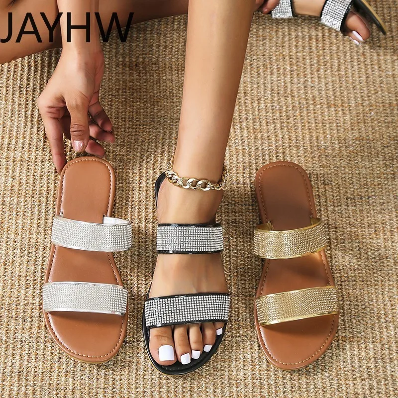 

Новинка 2021, удобные и Яркие Кожаные женские модные сандалии и тапочки с круглым носком и плоской подошвой