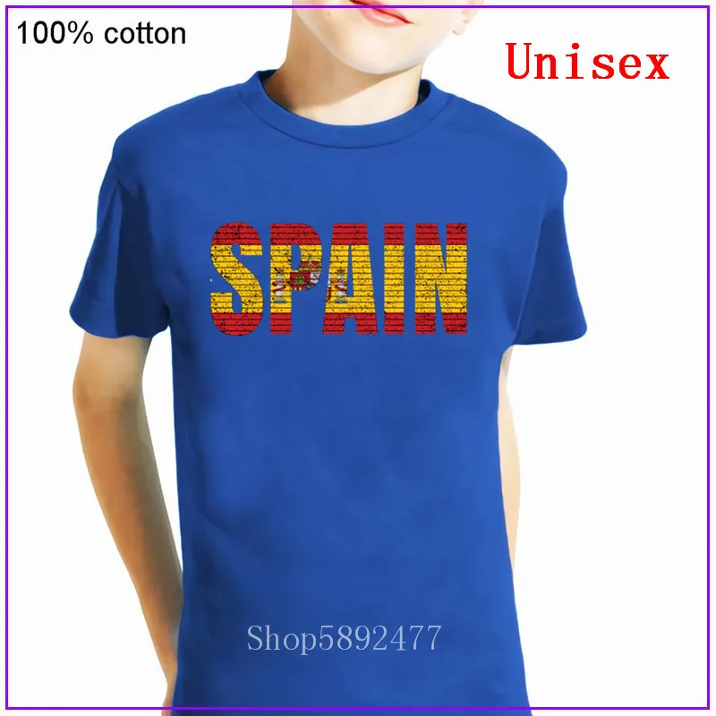 Винтажная футболка в испанском стиле с национальным флагом Хлопковая короткими