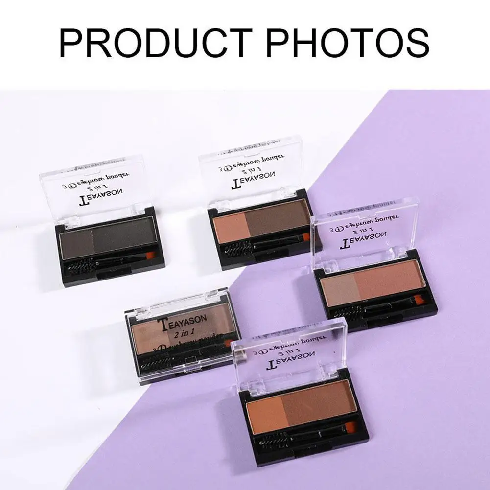 Двухцветная пудра для бровей штамп водостойкая долговечная быстрое макияж