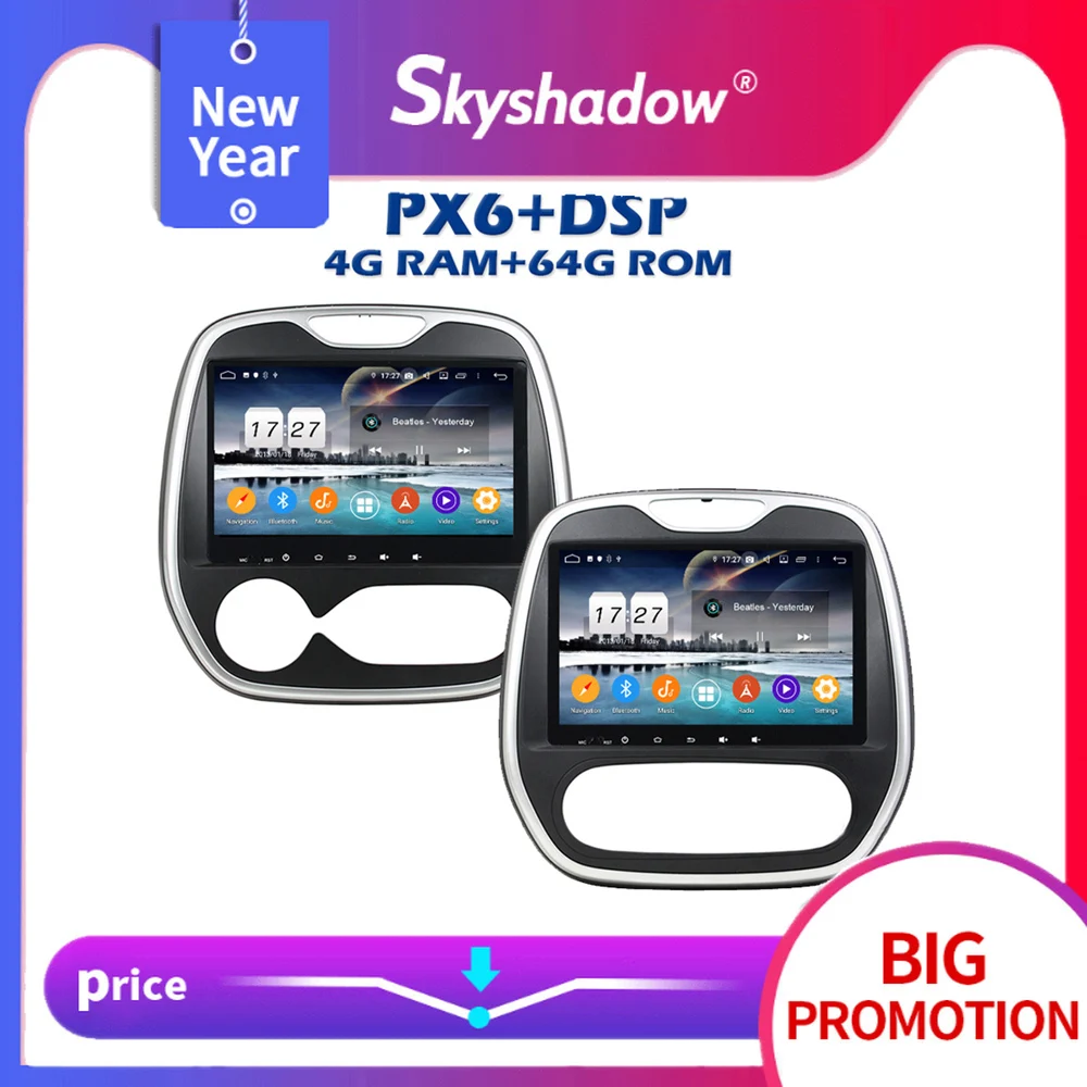 Автомобильный DVD плеер 720P PX6 DSP IPS Android 10 0 4 Гб + 64 ROM GPS RDS радио wifi Bluetooth 5 для Renault Captur