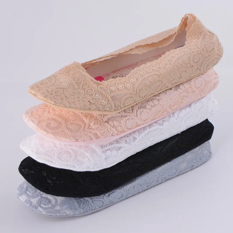

20 Pair Summer Korean Lace Invisible Socks Children's Boat Socks Women's Antiskid Shallow Mouth Boat Woman Socks
