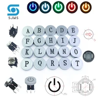 5pcs 669 5mm 6pin dip through hole micro push button tactile momentary with led switch cap letter a t abcdefghijklmnopq r s t