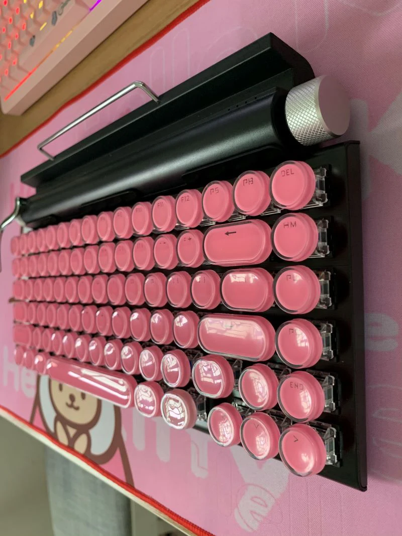 Retro typewriter mechanical keyboard round keycap phone tablet MAC Bluetooth keyboard for phone PC gaming