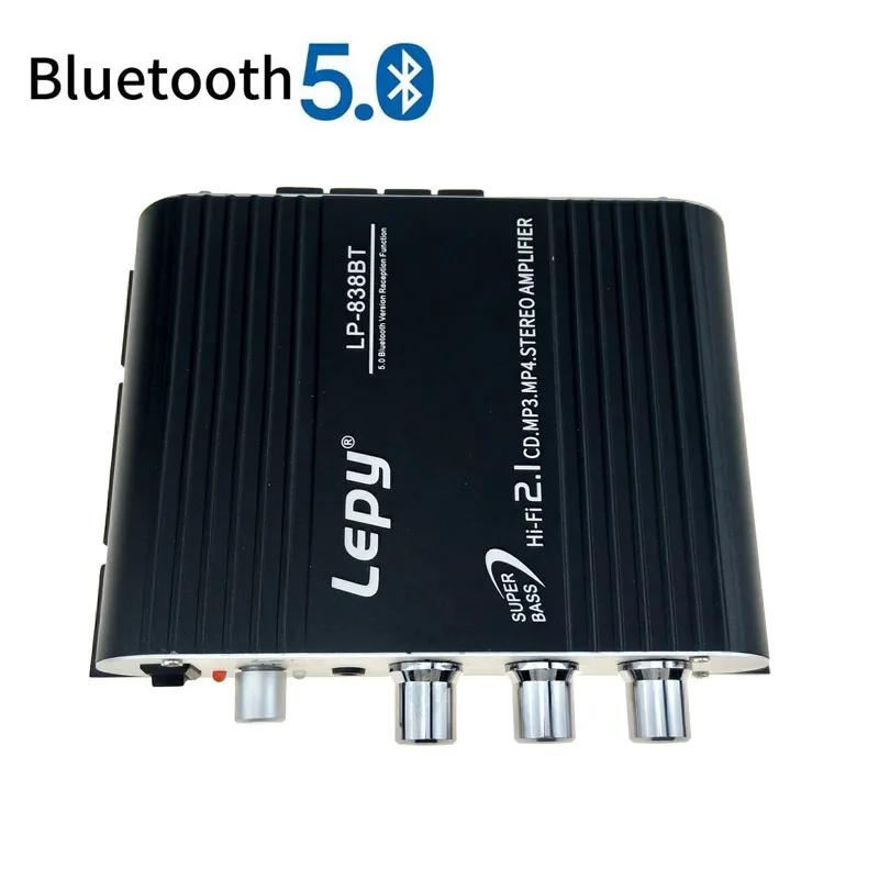 Фото Lepy LP-838BT Усилитель мощности Bluetooth 5.0 2.1 3-канальный усилитель звука Super Bass Audio с кабелем питания 12V3A и AUX №3