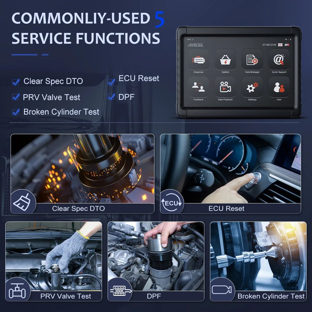 

ANCEL X6 HD Heavy Duty Truck Diagnostic Tools Bluetooth OBD2 Scanner All System DPF ECU Oil Reset Multi-languages Truck Tools