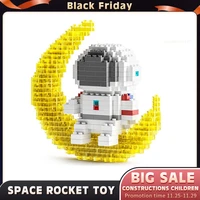 space station moon rocket small building blocks satellite astronaut figure bricks montessori constructor toys for children gifts