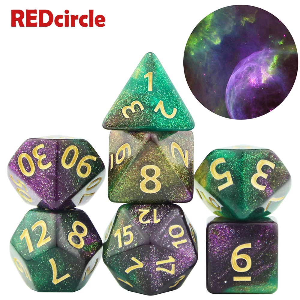Shinny Universe Galaxy RPG DND игра цифровые кости набор D4-D20 с сумкой крутой для настольной