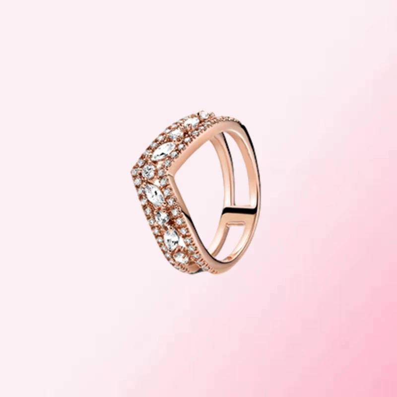 

High 1:1 Make Quality Original 925 Sterling Silver Custom Rose Gold Couple Gift Fashion DIY Ring