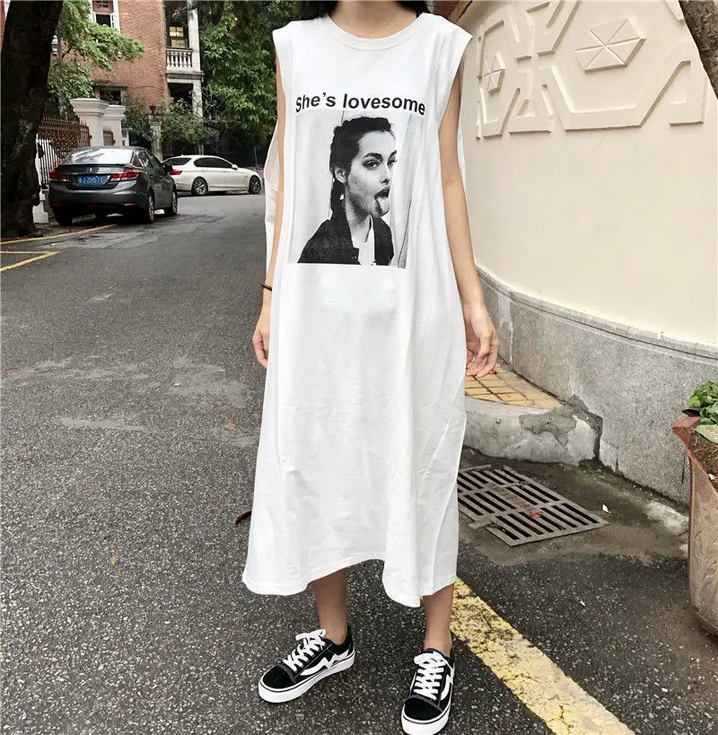 Женская футболка без рукавов Amats длинная свободная повседневная женская одежда