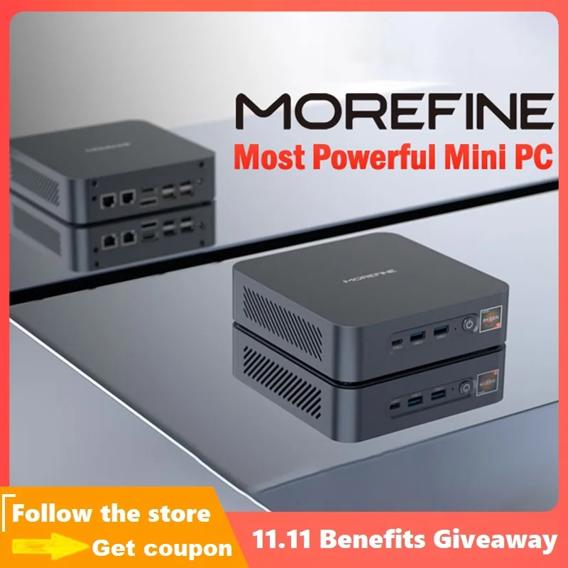 

Morefine S500 + мини ПК AMD Ryzen 9 5900HX игровой настольный компьютер с USB 3,0 USB 2,0 RJ45 HDMI DP AUX порт мини компьютер