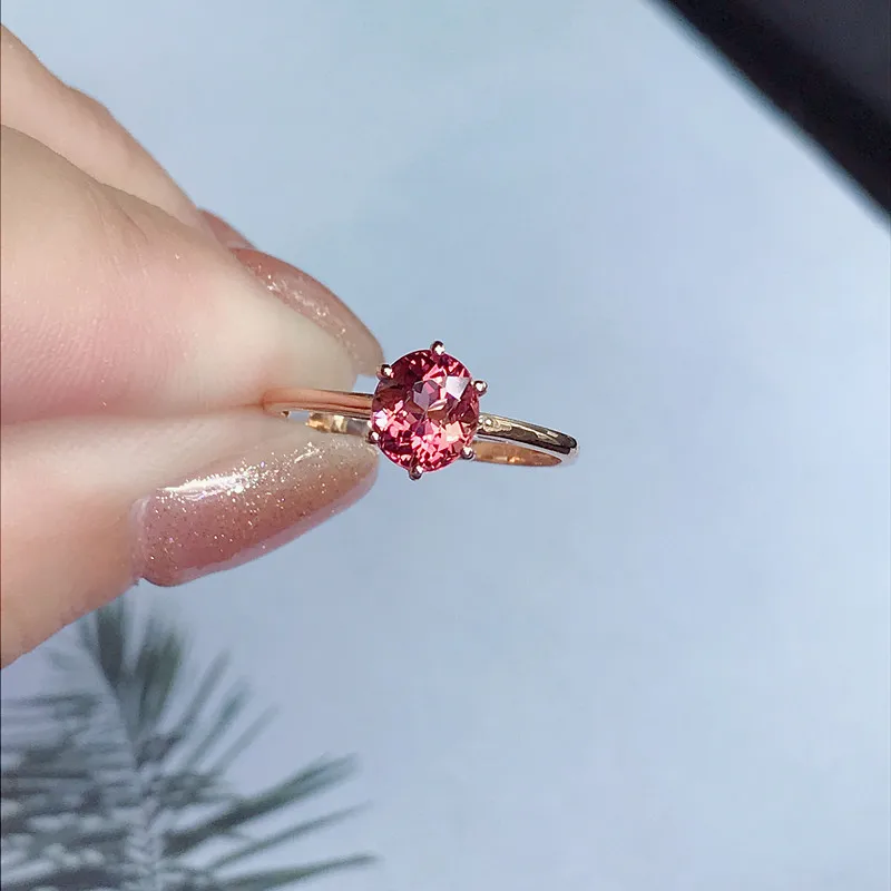 

New 18K Rose Gold Natural Colored Gems Brazil Tourmaline Green Red Ring Diamond Gemstone Inlaid Bracelet for Women