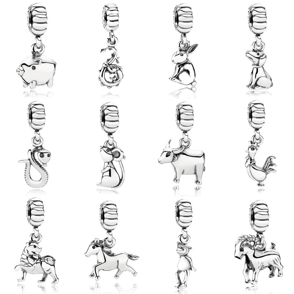 

PDB DZ 1 925 Стерлинговое серебро ювелирные изделия 12 знаков зодиака подвеска (выбор разных стилей) Модные животные Подвеска подходит для женско...