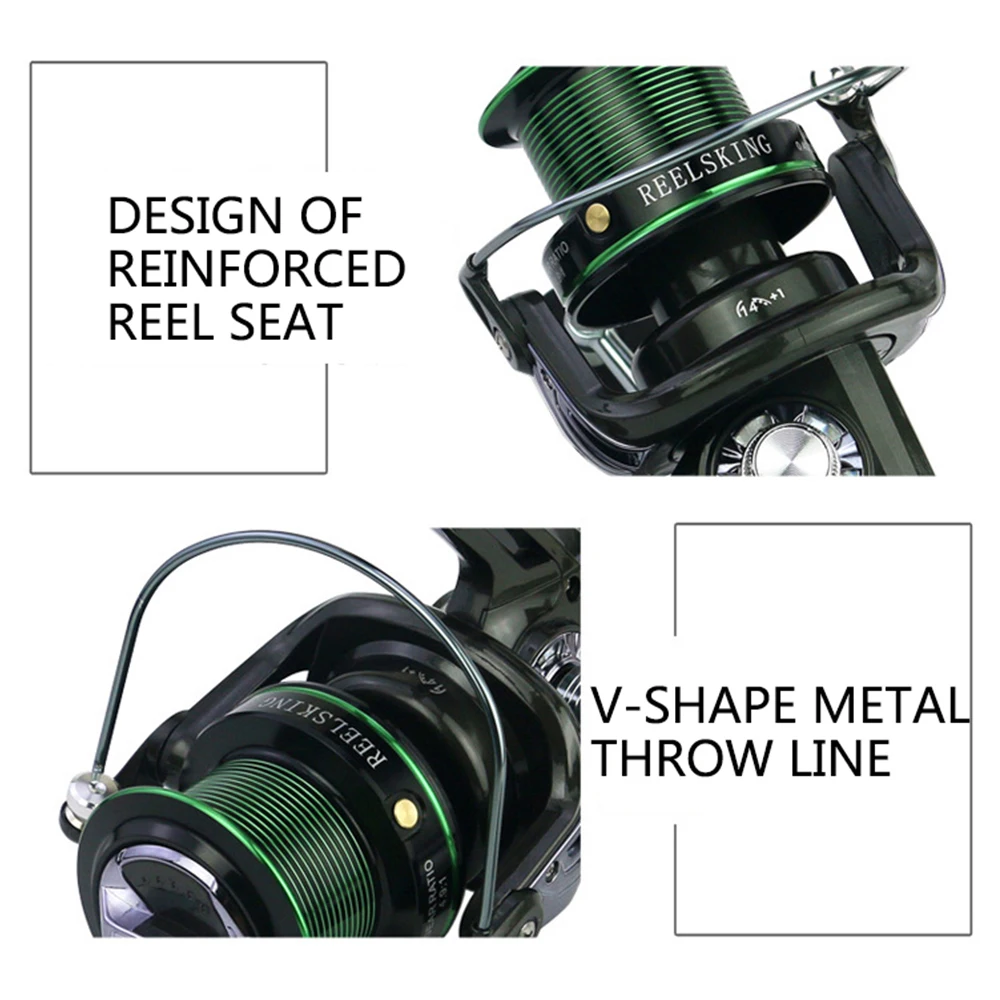 

Spinning Fishing Reel 8000 9000 Series 14+1BB 4.9:1 Gear Ratio Carp Bass Fishing Wheel All Metal Spool Fish Tackle Accessories