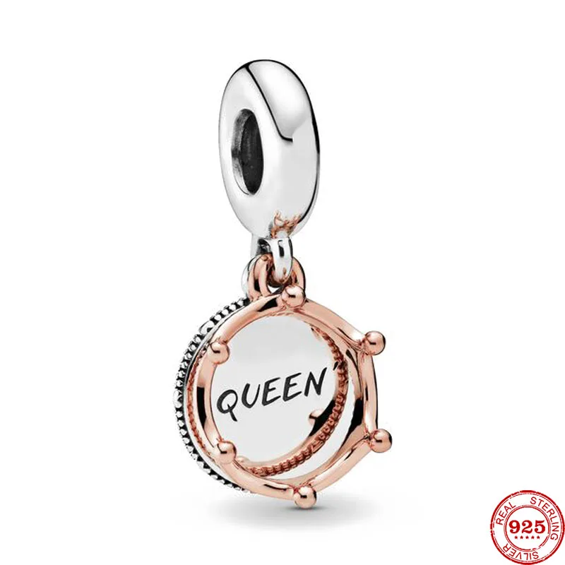 Новый оригинальный розовое золото Queen бусина Подвеска Шарм соответственные