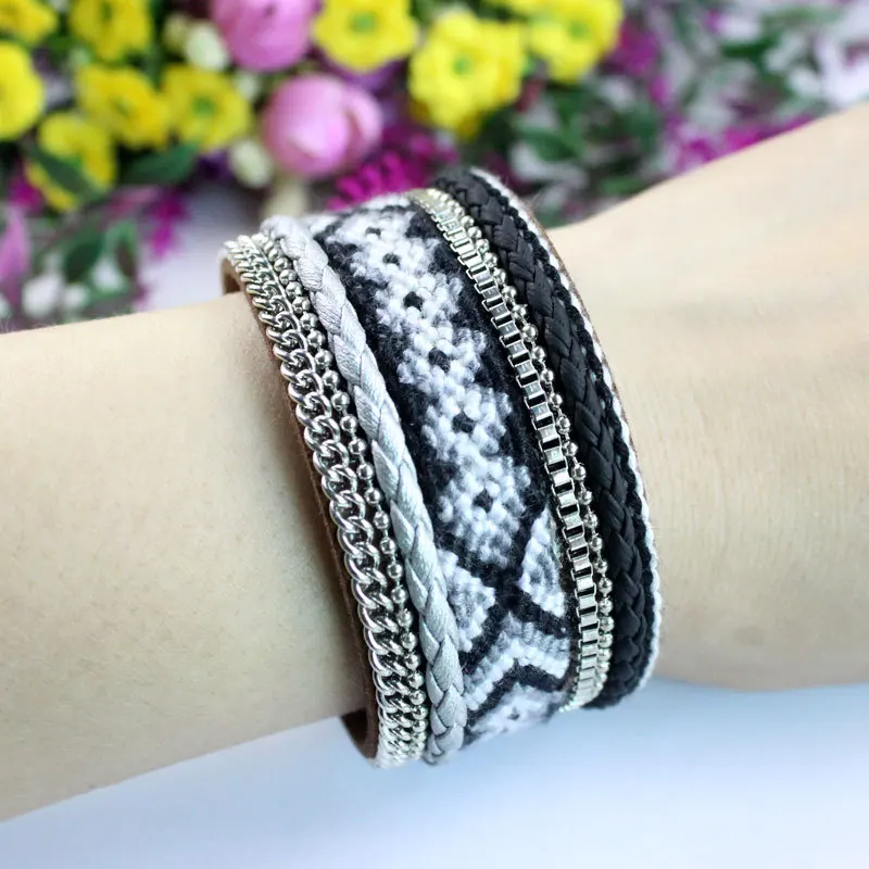 ABL128(1) магнитные гематитовые застежки плетеный браслет в стиле ретро шнур ручной