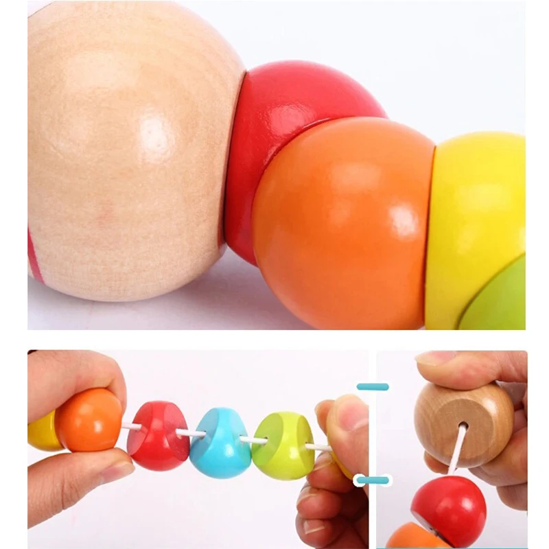 Деревянные игрушки различных цветов гусеницы насекомые Обучающие упражнения