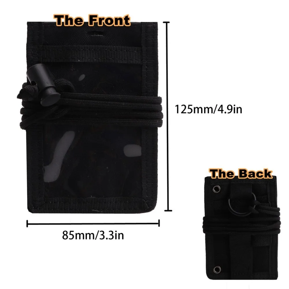 

Portable Size Tactical ID Card Holder Hook Loop Patch Badge Holder Neck Lanyard Key Ring Credit Card Organizer Outdoor Bag