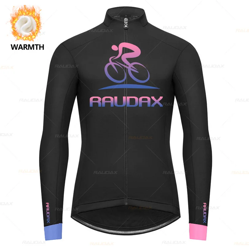 

Winter Fleece Cycling Jerseys Raudax Team Men Winter Long Sleeve Cycling Jerseys MTB Thermal Fleece Ropa De Ciclismo Warm Jacket