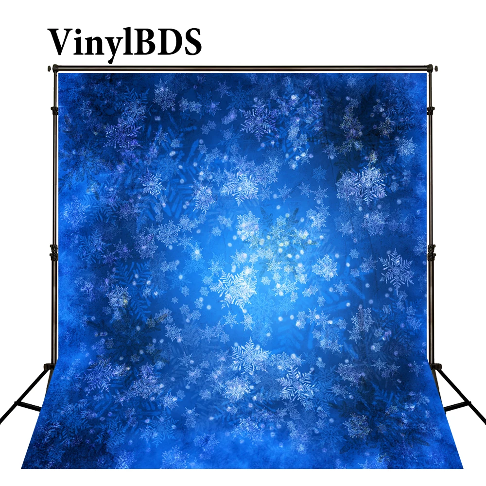 

VinylBDS Family Christmas Photography Background Snowflake Blue Backdrop Bokeh Dream Backdrops for Newborn Photo Studio
