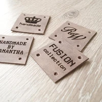 50pcs personalized leather knitting name tags sewing crochet clothing handmade labels branding logo diy handcraft items label