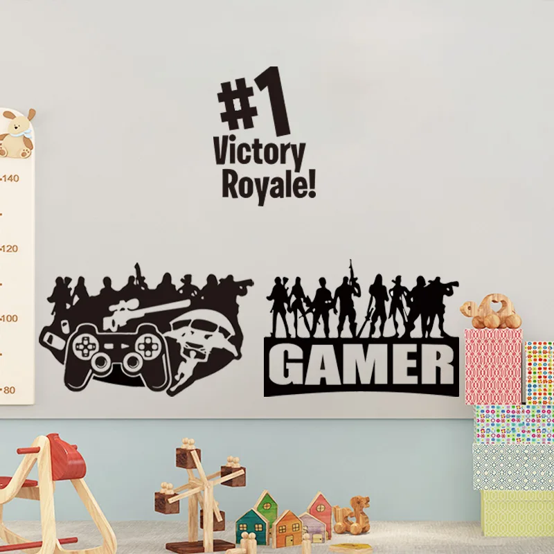 Съемная мультяшная Боевая фигурка геймера настенная художественная наклейка
