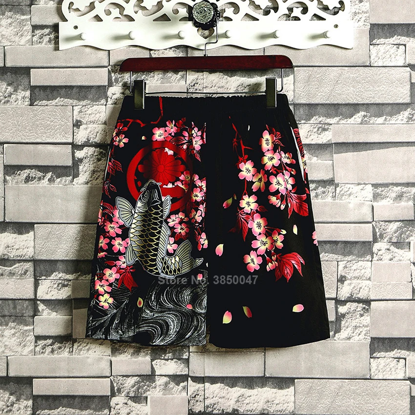 Японский традиционный стиль брюки самурайский кран 2020 Новые широкие уличная