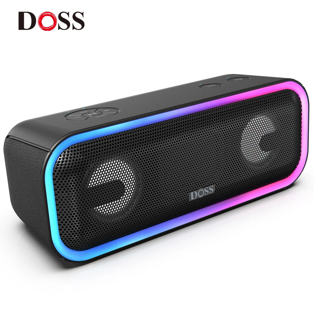 DOSS SoundBox Pro+ TWS беспроводной bluetooth-динамик 24 Вт впечатляющий звук с глубокими басами смешанные цветные огни настоящий стерео звук
