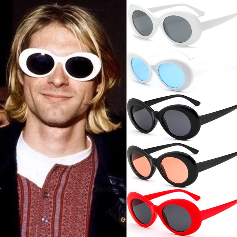 

2021 goggle Kurt Cobain glasses oval sunglasses ladies trendy hot Vintage retro sunglasses Women's white black eyewear UV