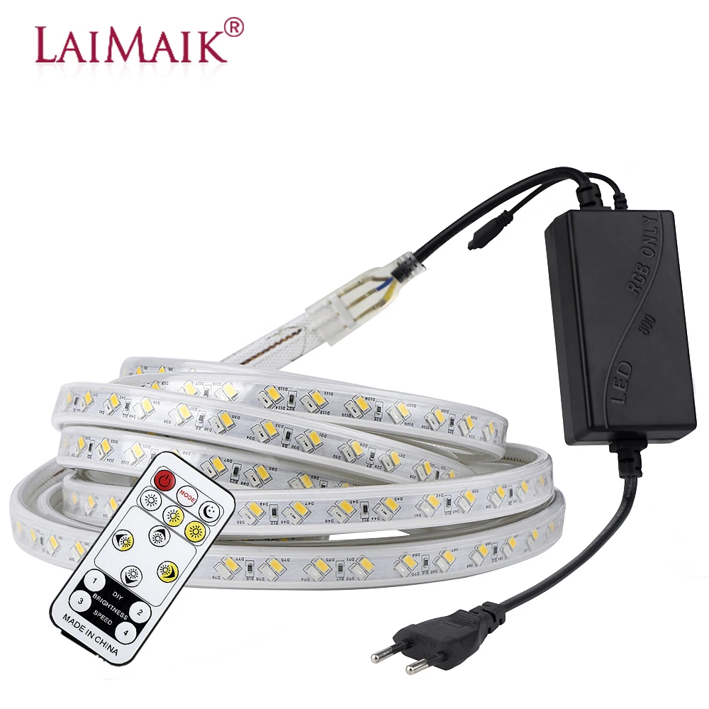 Laimaick RGB светодиодный светильник с пультом дистанционного управления с регулируемой яркостью SMD 5050 Светодиодный ленточный светильник 220 В гибкая лента для дома светильник ing