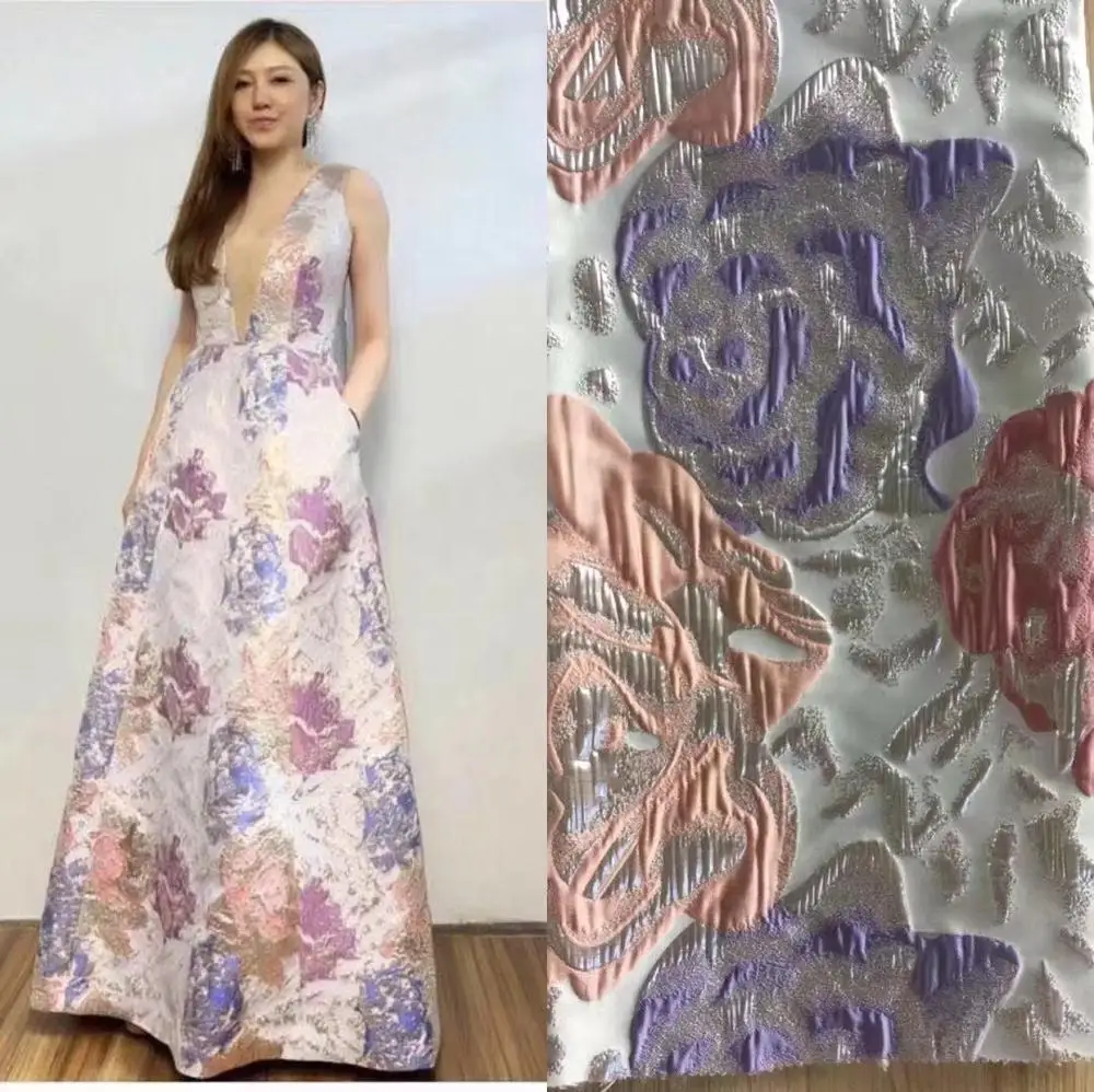 Розовый Африканский жаккард кружевная ткань 2019 новый дизайн вышитые Базен Riche