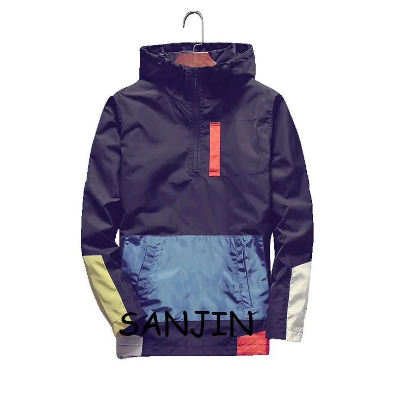 

SANJIN Men's Bomber Jackets Fashion Men Anorak Hip Hop Streetwear Hooded Coats Male Casual Baseball Uniform Jackets Clothing 5XL