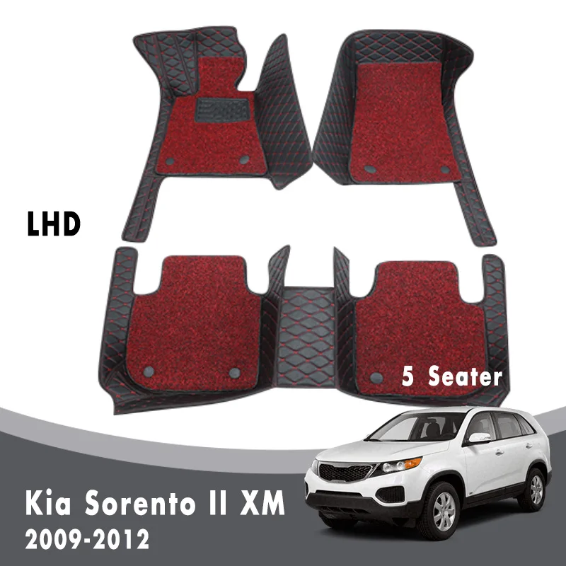 Car Floor Mats Carpets For Kia Sorento II XM 5 Seater 2012 2011 2010 2009 Double Layer Wire Loop Accessories Protector Covers