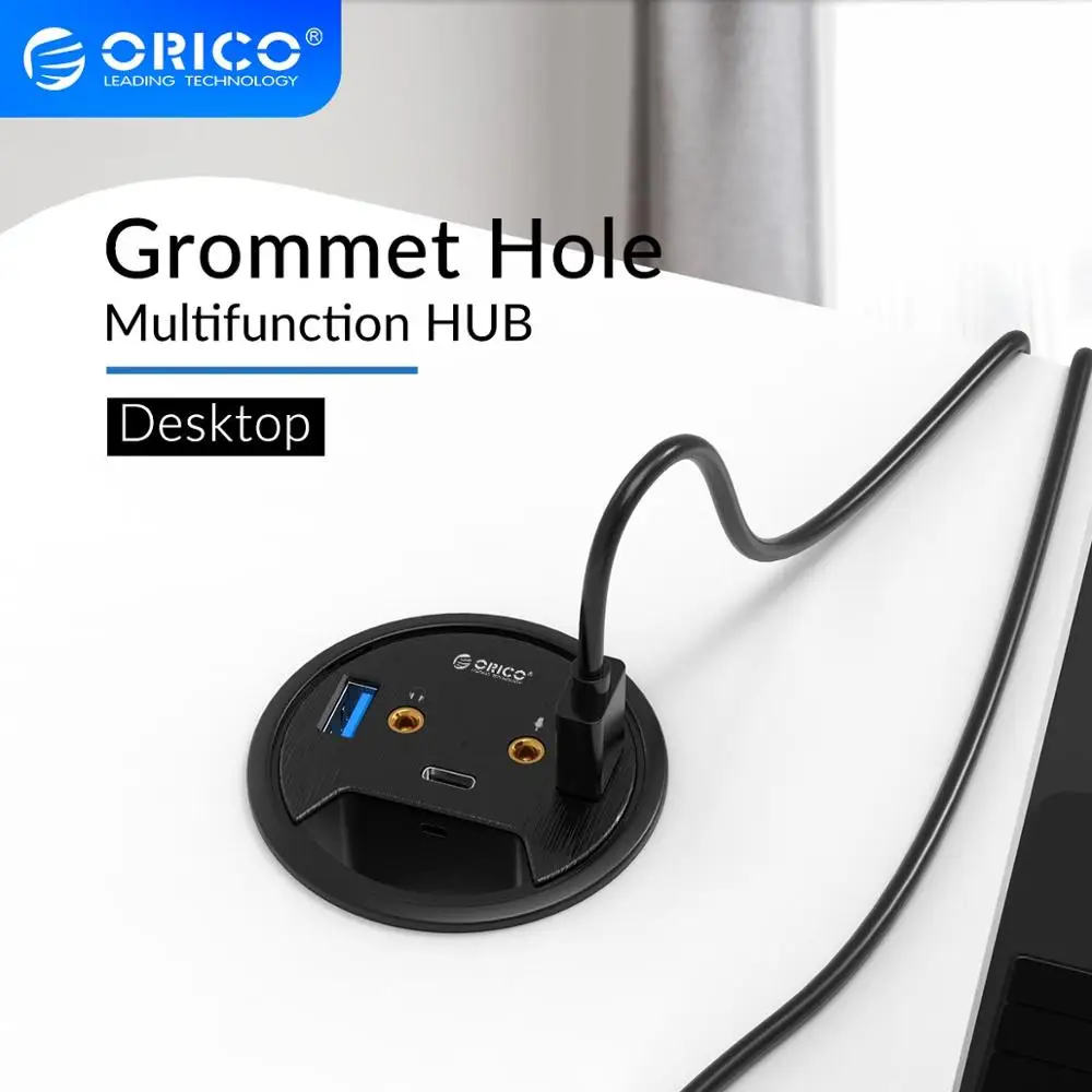 

ORICO Desktop Grommet USB 3.0 HUB With Headphone Microphone Port Type C Card Reader OTG Adapter Splitter For Laptop Accessories