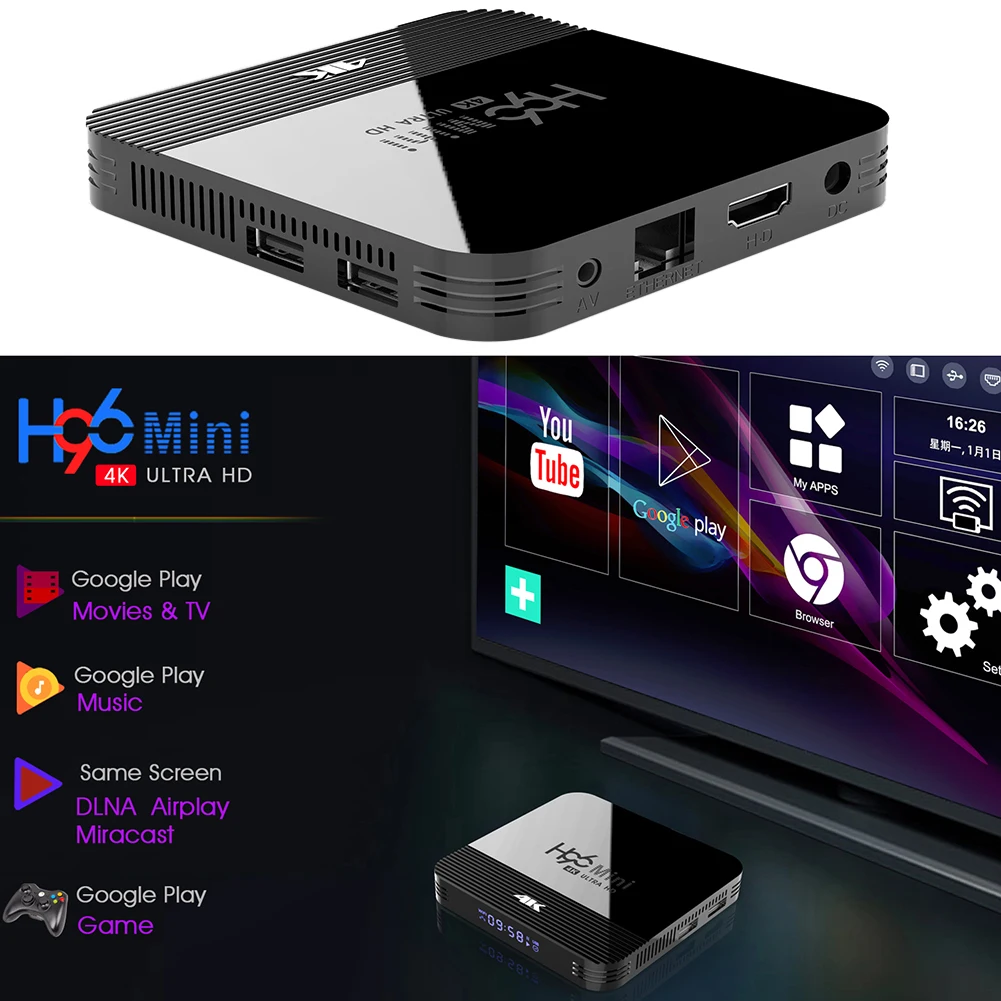 H96 мини H8 Android 9,0 ТВ приставка 4K Ultra HD декодирование медиаплеер 2 Гб ОЗУ+ 16 Гб ПЗУ HDMI домашний аудио медиа смарт-приставка