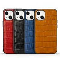 genuine leather cover for iphone 13 12 11 pro max mini soft black silicone real natural cowhide back case crocodile grain