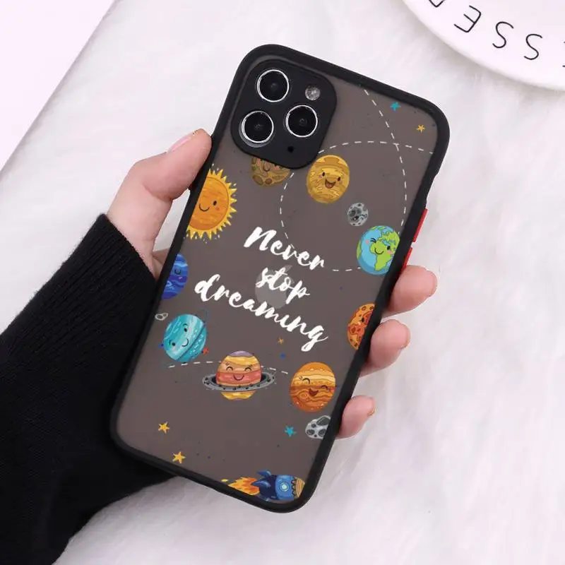 

Cartoon planet Phone Case Matte Transparent For iPhone 12 Mini 11 Pro XR XS Max 7 8 Plus