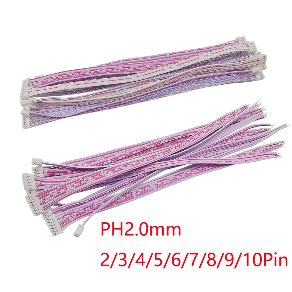 

10Pcs Micro JST PH2.0mm 2/3/4/5/6/7/8/9/10 Pin Female Plug Terminal Connector With Cable Wires PH2.0 26AWG 20CM