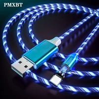 flowing glowing light cable fast charging micro usb type c magnetic cable for iphone xs 11 huawei xiaomi led luminous wire cord