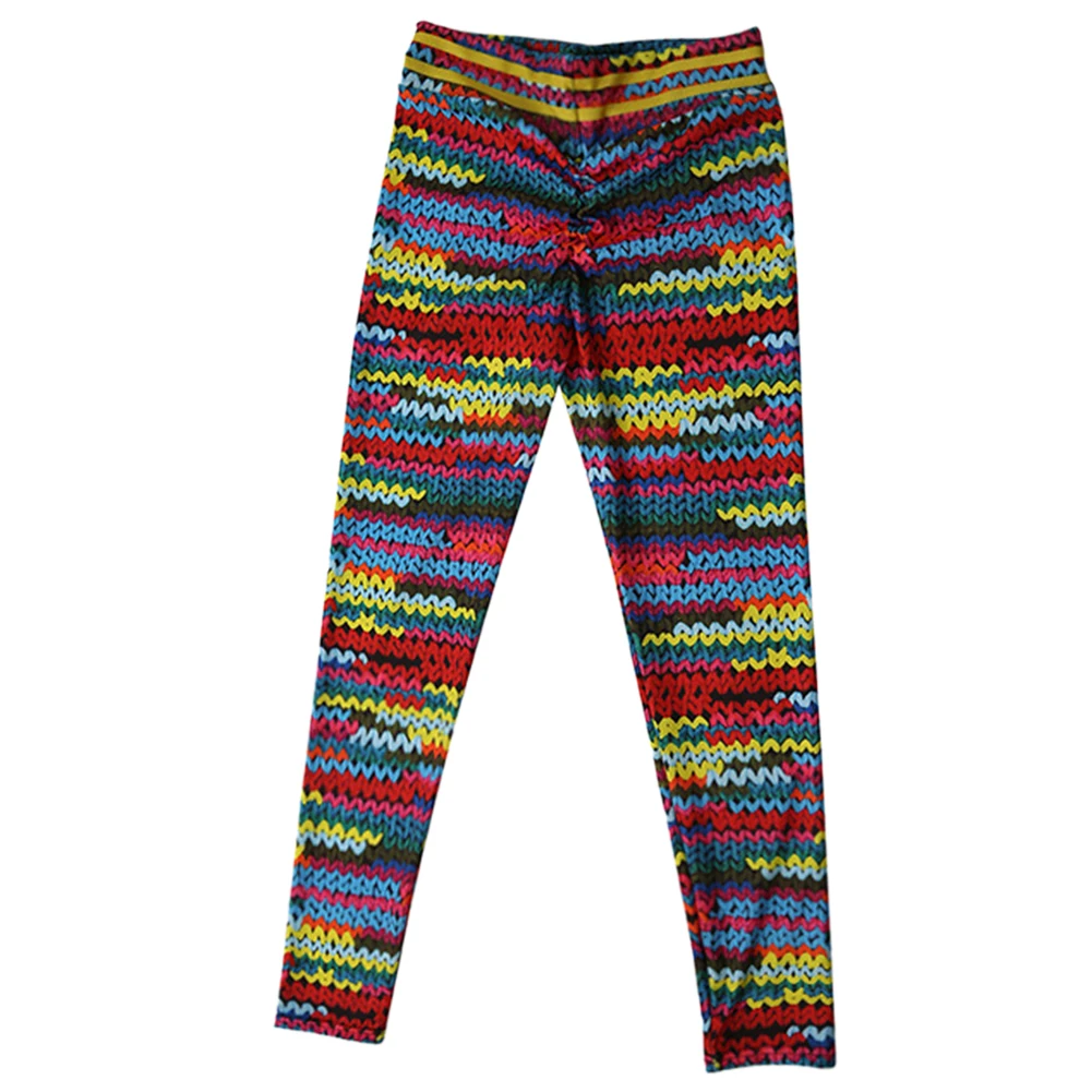 

Women Winter Running Yoga Pants Stretchy Fashion Fitness Sportswear Autumn Workout Digital Print High Waist Colorful Knitting