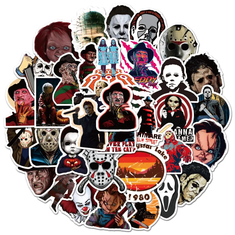 50 шт. Хэллоуин ужас Scream наклейки персонаж наклейки-граффити Водонепроницаемый