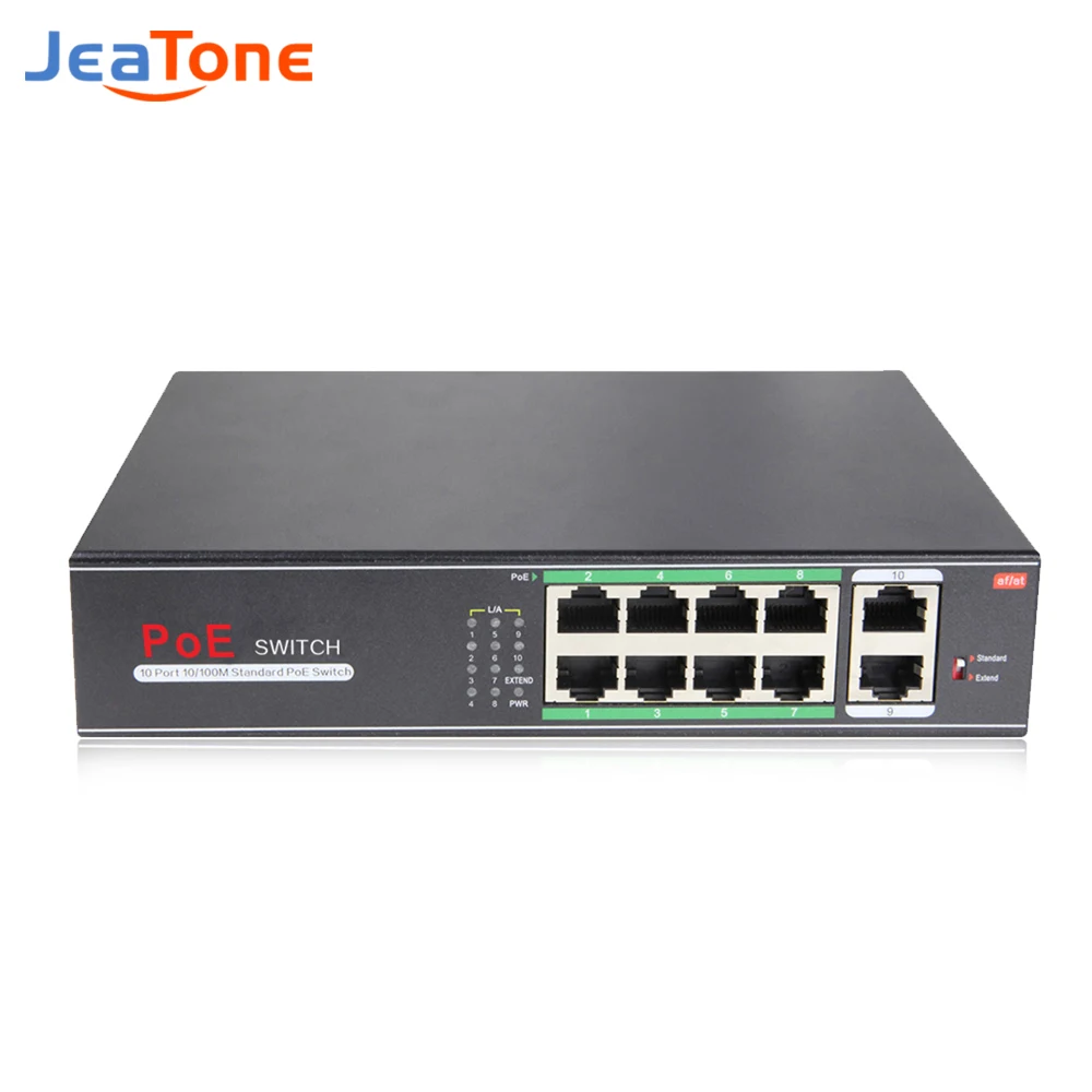 Jeatone PoE коммутатор, 8 портов, сетевой коммутатор 48 В, 2 + 8 портов, s Ethernet IEEE 802.3af/at для IP-камеры/беспроводной точки доступа/камеры видеонаблюдения... от AliExpress RU&CIS NEW