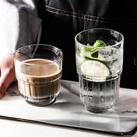 stackable transparent glass 240ml 320ml water cup ins round smoothie cups beverage tumbler milk tea juice beer mug