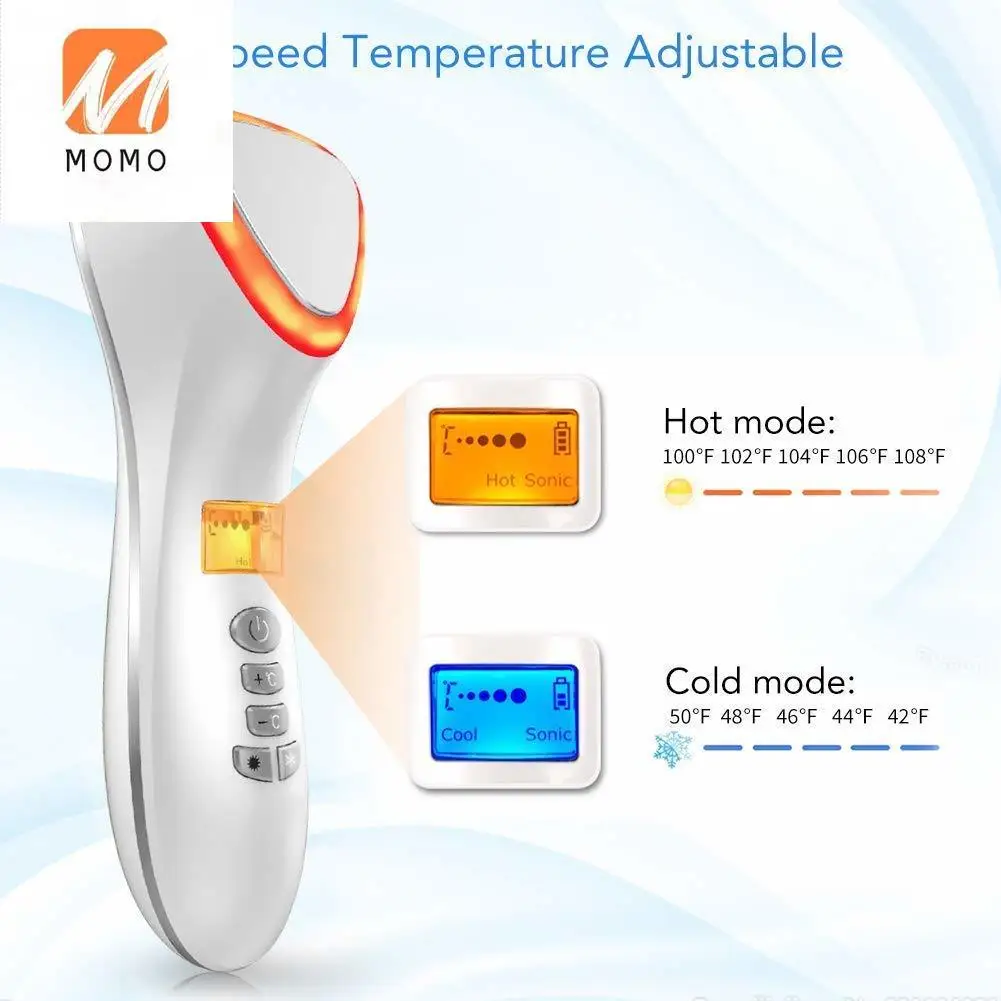 

Dropshipping hot and cold ultrasonic skin lifting face whitening device with blue light red light skin care tools