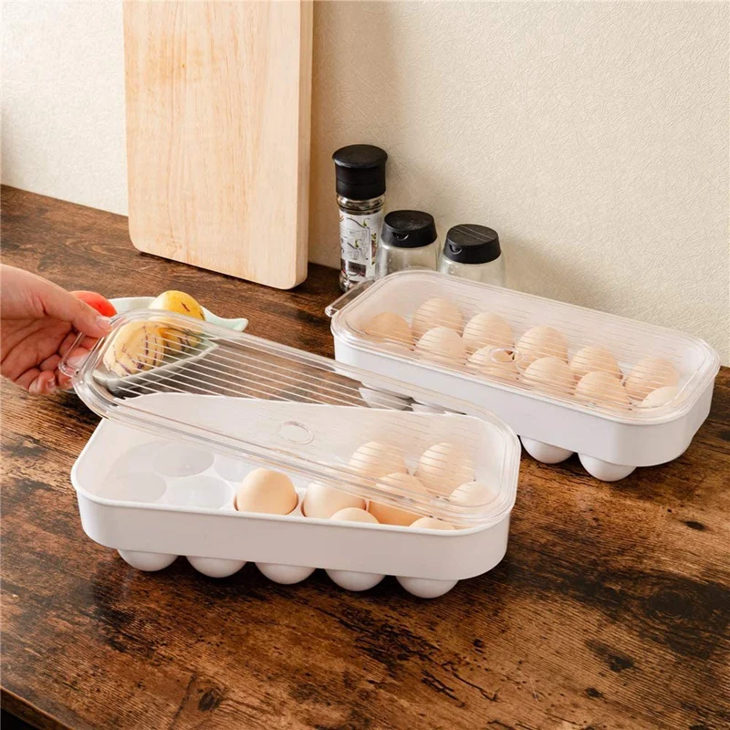 

Refrigerator Egg Storage Box Stackable Egg TrayContainer Bins with Lid, Fridge