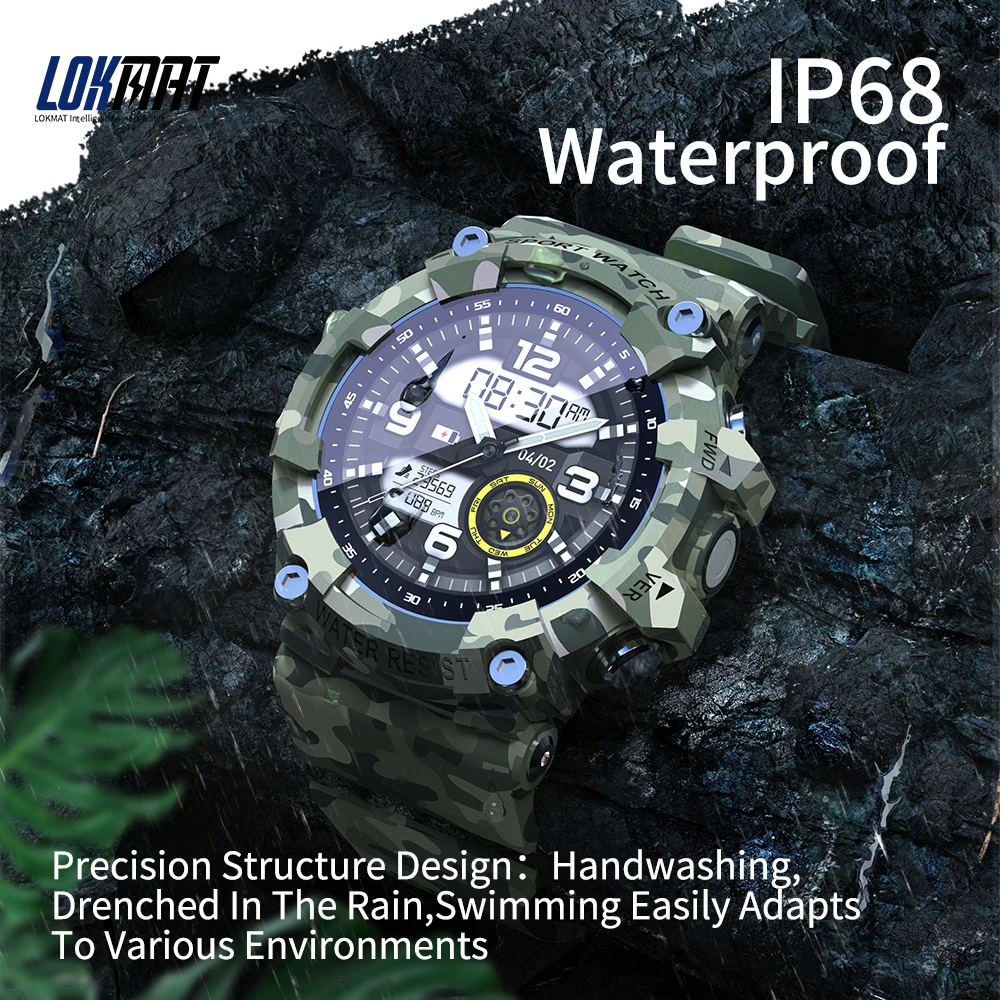 2021 LOKMAT ATTACK 2 Smart Watch Fitness Tracker Sports Bluetooth IP68 Waterproof Watches Heart Rate for Android IOS | Электроника