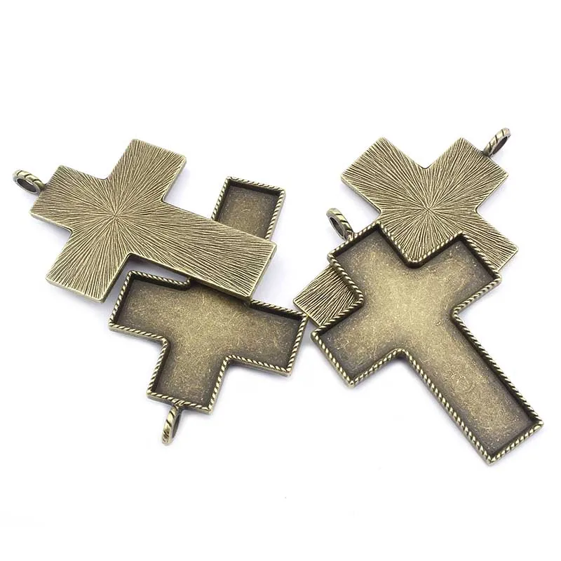 

5Pcs Cross Bezel 70*50mm Blank Cabochon Tray Setting Pendant Findings