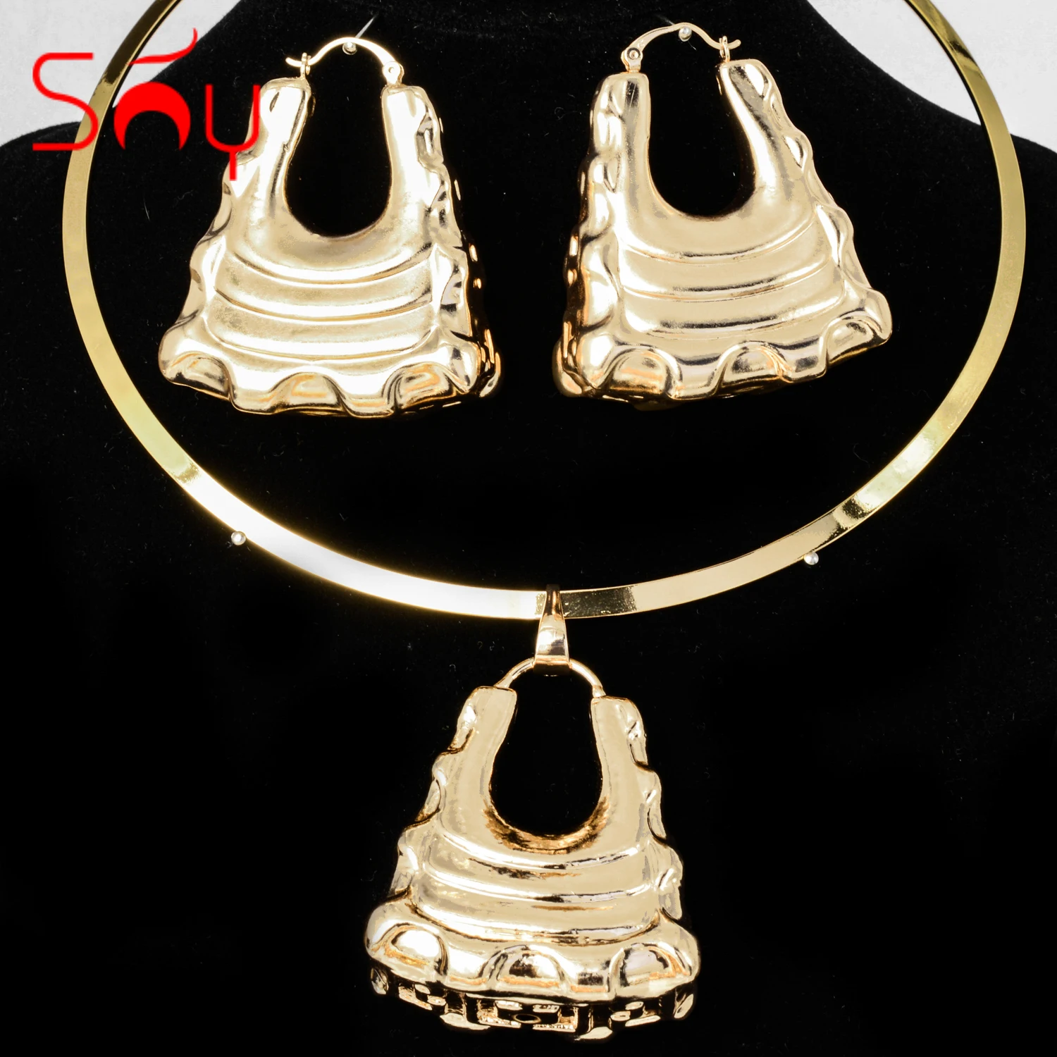 

Sunny Jewelry Hot-Selling Copper Jewelry Sets For Women Earrings Pendant Collar High Quality Geometric Wedding Party Gifts