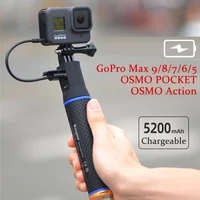 5200mah chargeable camera power bank handgrip monopod tripod rechargeable battery for gopro max hero98765 osmo pocket action