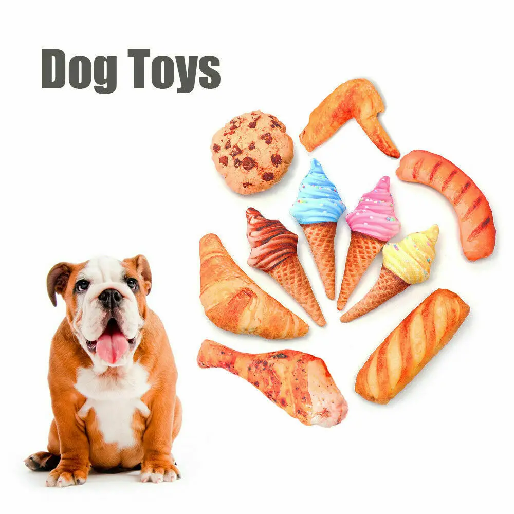 1PCS Creative Funny Simulation Dog Chew Toys Ice Cream Fruit Bread Bite Resistant Squeeze Sound For Pet Cat Toy |